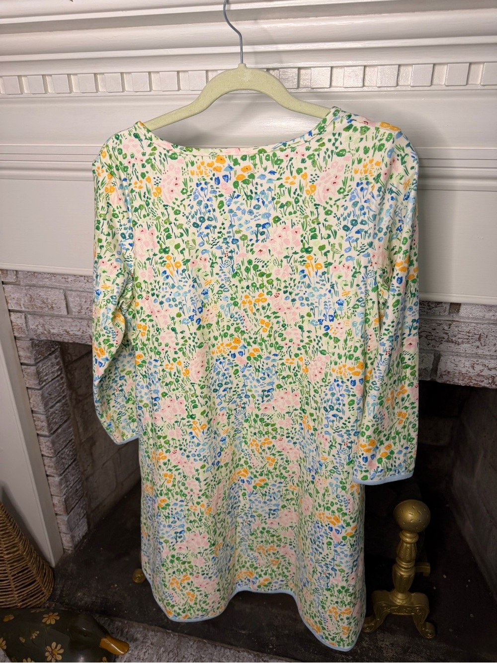 SweetHoney Pastel Floral Henley Dress in Blue, Green & Pink - Picture 3 of 4